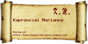 Kapronczai Marianna névjegykártya